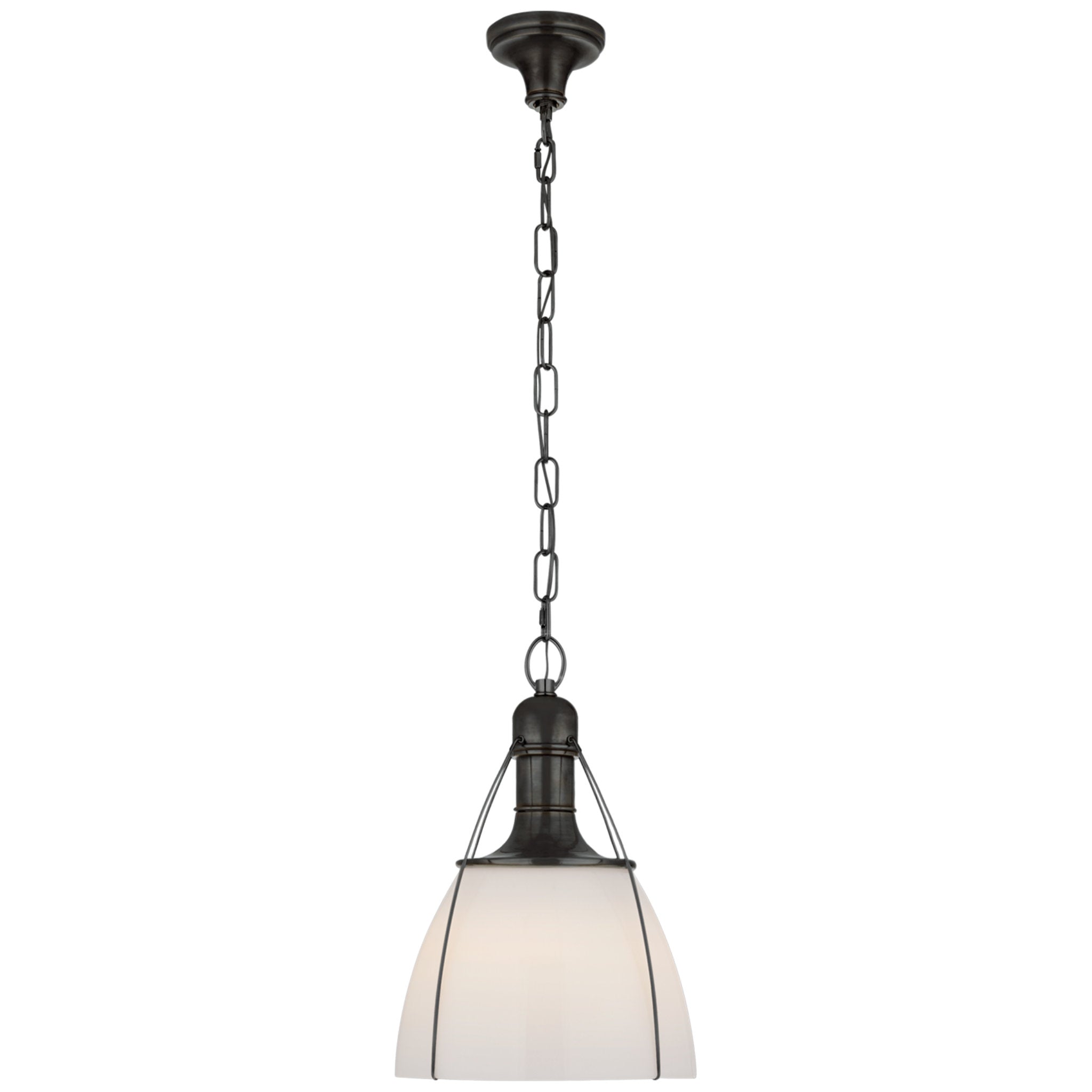 Chapman & Myers Prestwick 14" Pendant in Bronze with White Glass