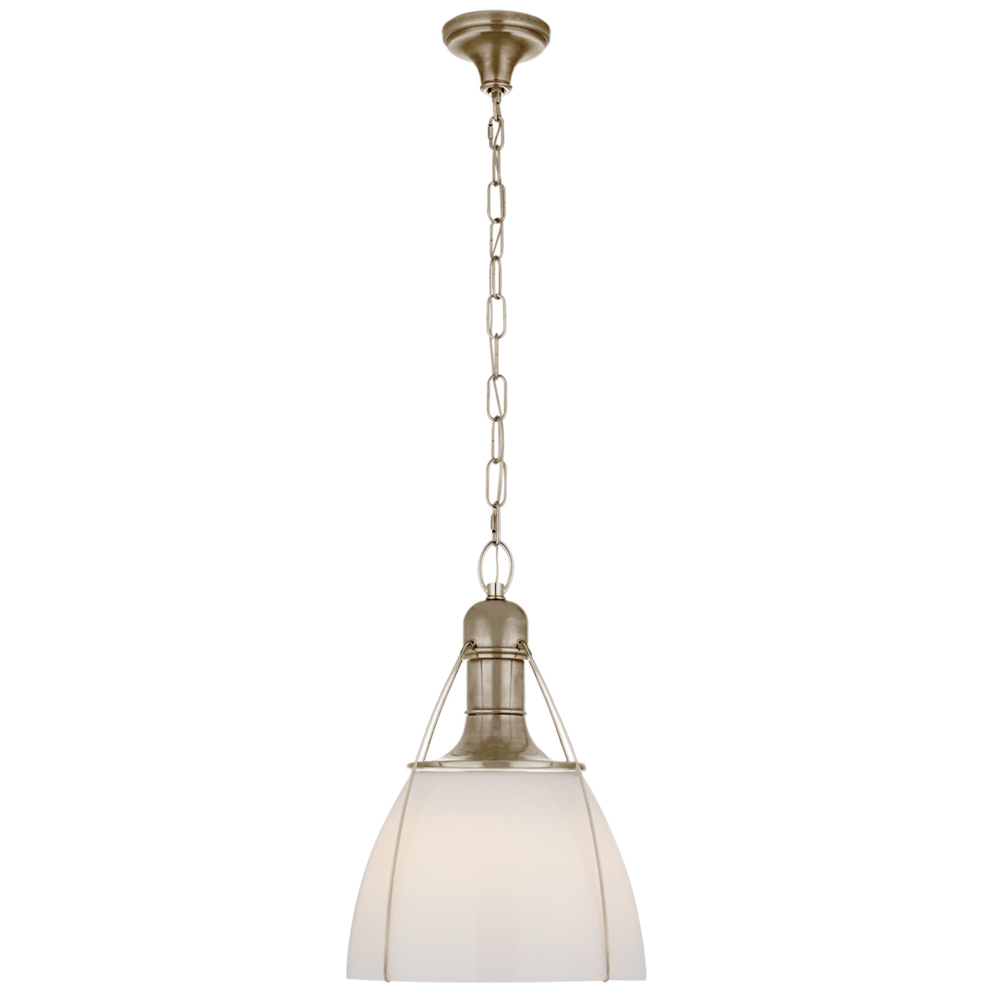 Chapman & Myers Prestwick 18" Pendant in Antique Nickel with White Glass