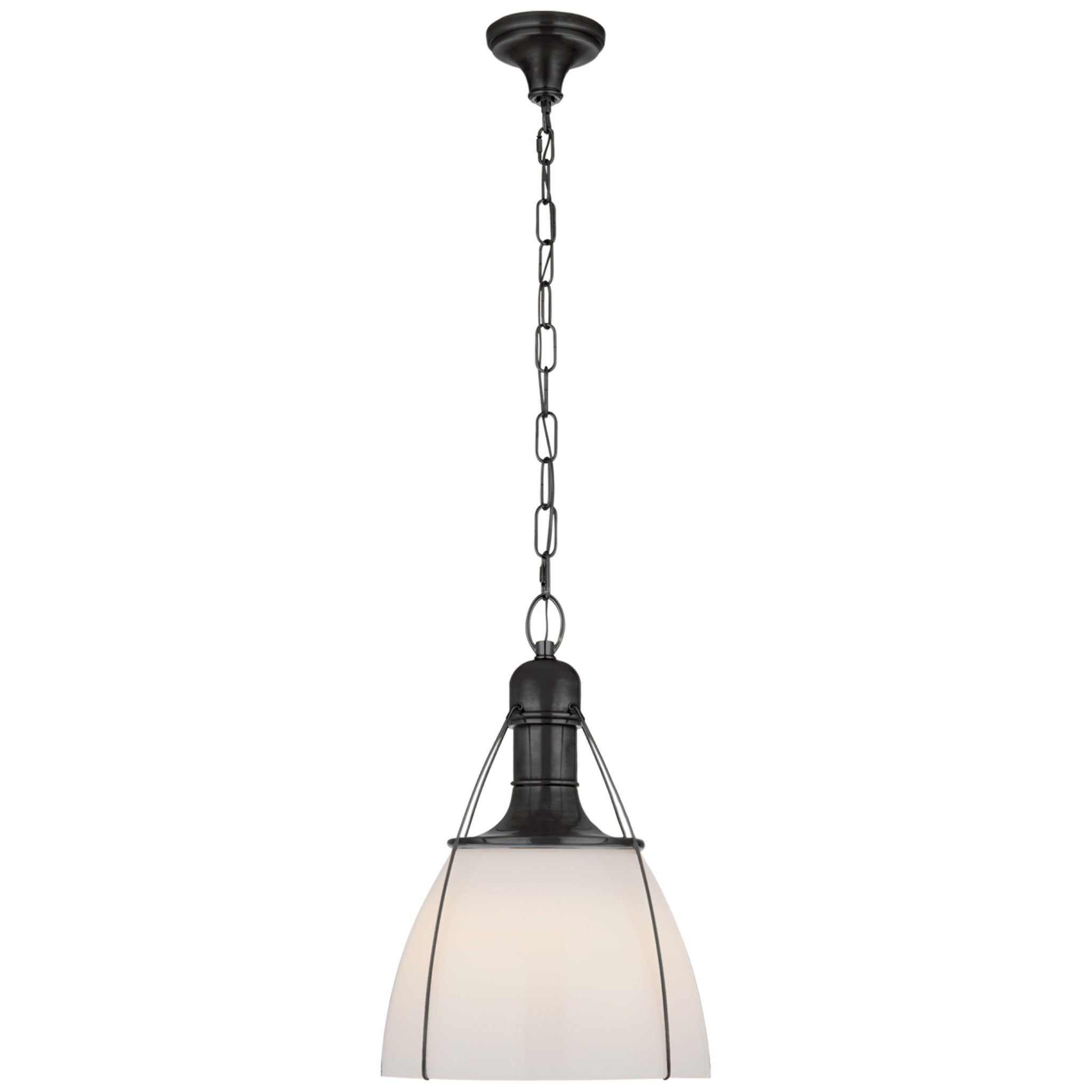 Chapman & Myers Prestwick 18" Pendant in Bronze with White Glass