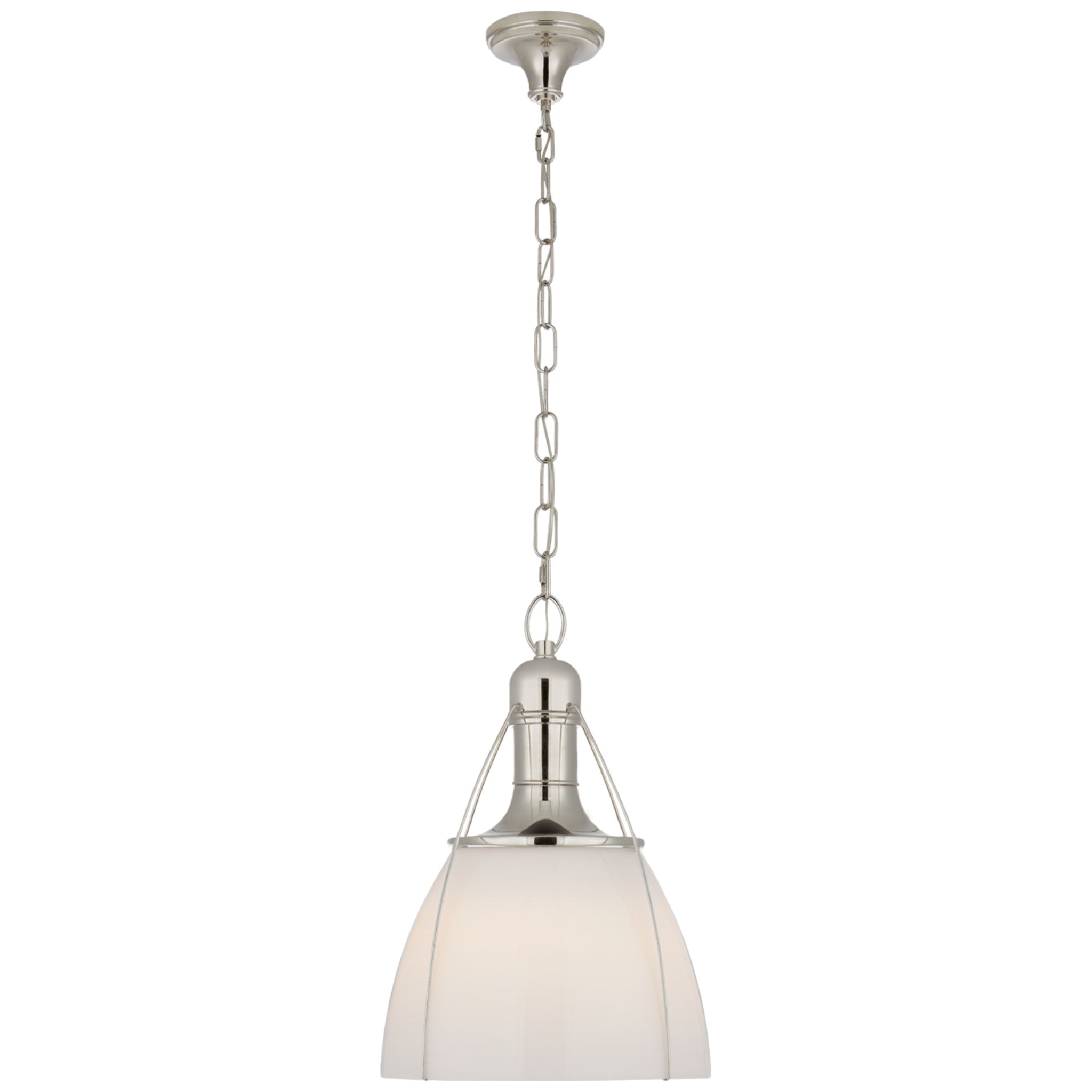 Chapman & Myers Prestwick 18" Pendant in Polished Nickel with White Glass