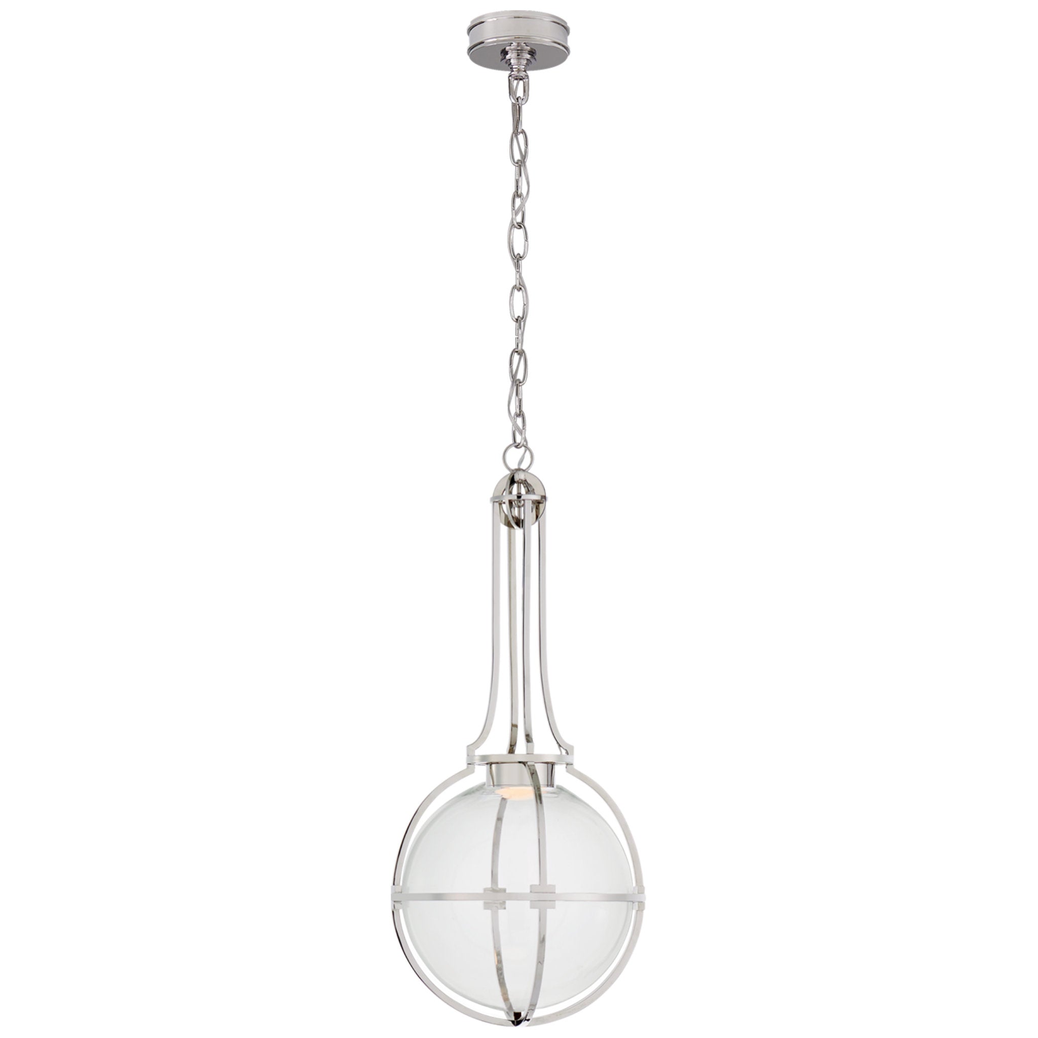 Chapman & Myers Gracie Medium Captured Globe Pendant in Polished Nickel with Clear Glass