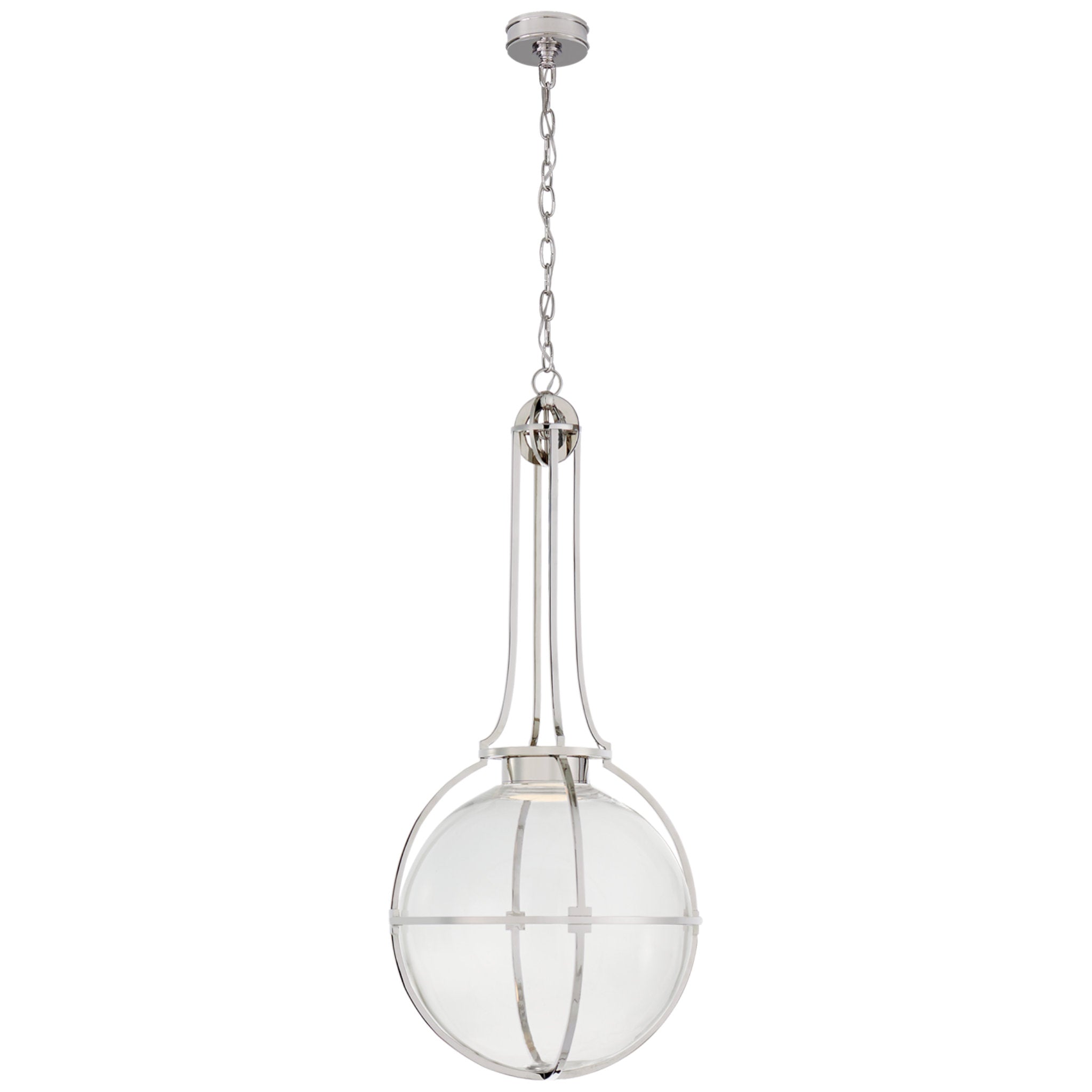 Chapman & Myers Gracie Large Captured Globe Pendant in Polished Nickel with Clear Glass