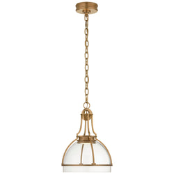 Chapman & Myers Gracie Medium Dome Pendant in Antique-Burnished Brass with Clear Glass