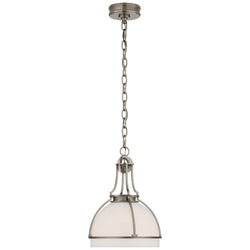Chapman & Myers Gracie Medium Dome Pendant in Antique Nickel with White Glass
