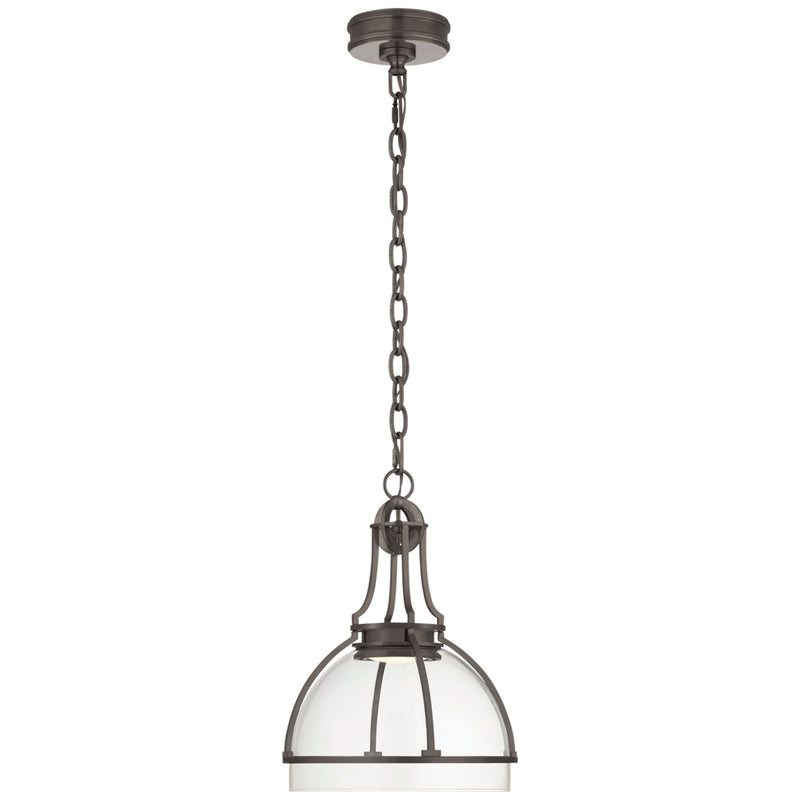 Chapman & Myers Gracie Medium Dome Pendant in Bronze with Clear Glass