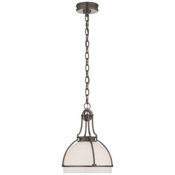 Chapman & Myers Gracie Medium Dome Pendant in Bronze with White Glass