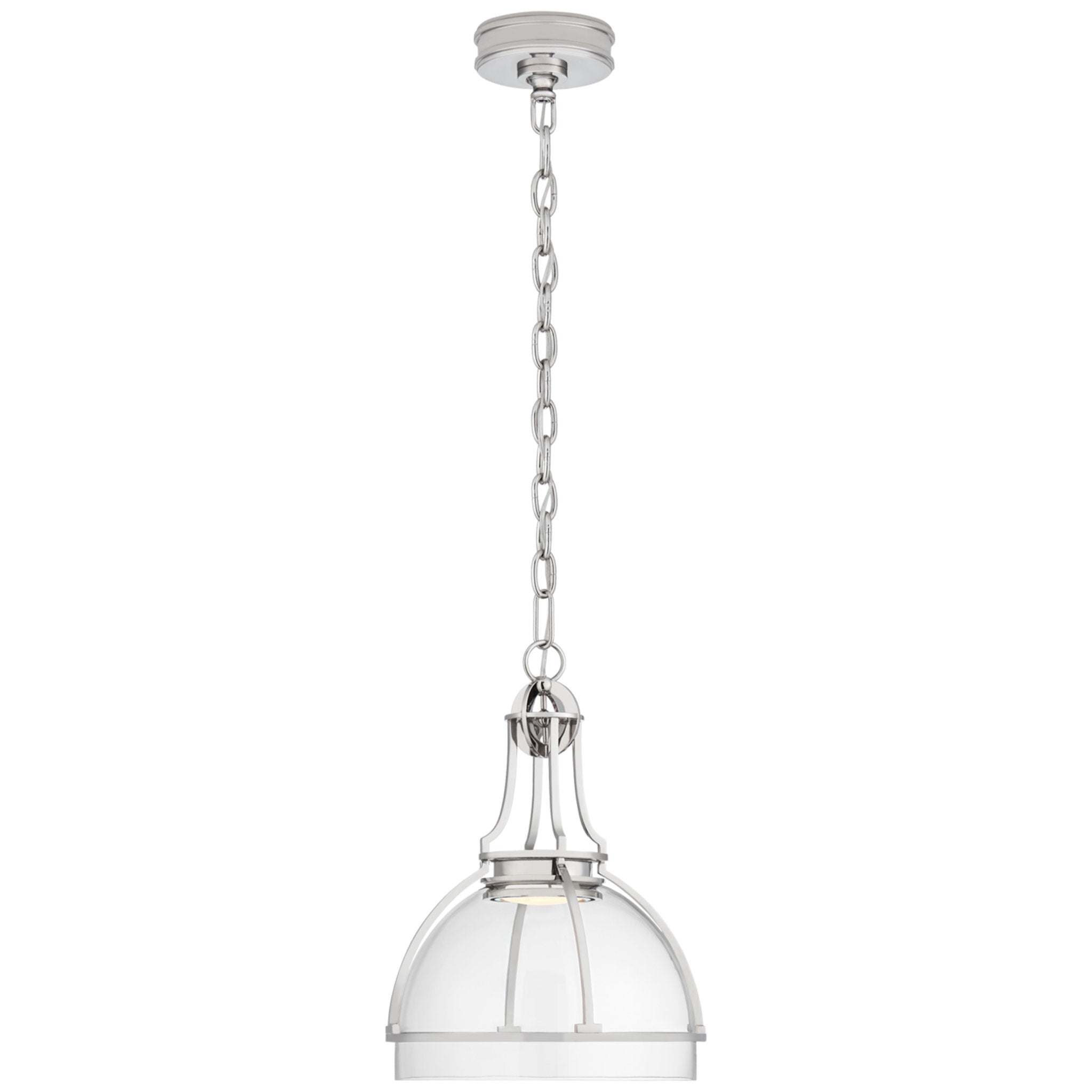Chapman & Myers Gracie Medium Dome Pendant in Polished Nickel with Clear Glass Ceiling Light W12" x H16.25"
