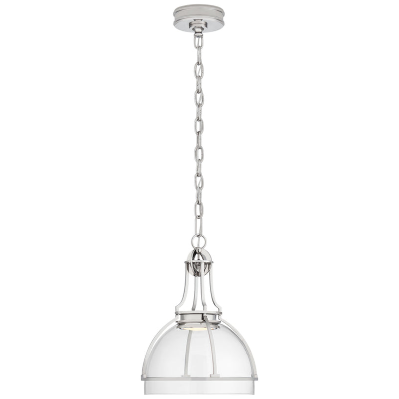 Chapman & Myers Gracie Medium Dome Pendant in Polished Nickel with Clear Glass