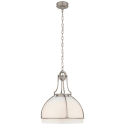 Chapman & Myers Gracie Large Dome Pendant in Antique Nickel with White Glass