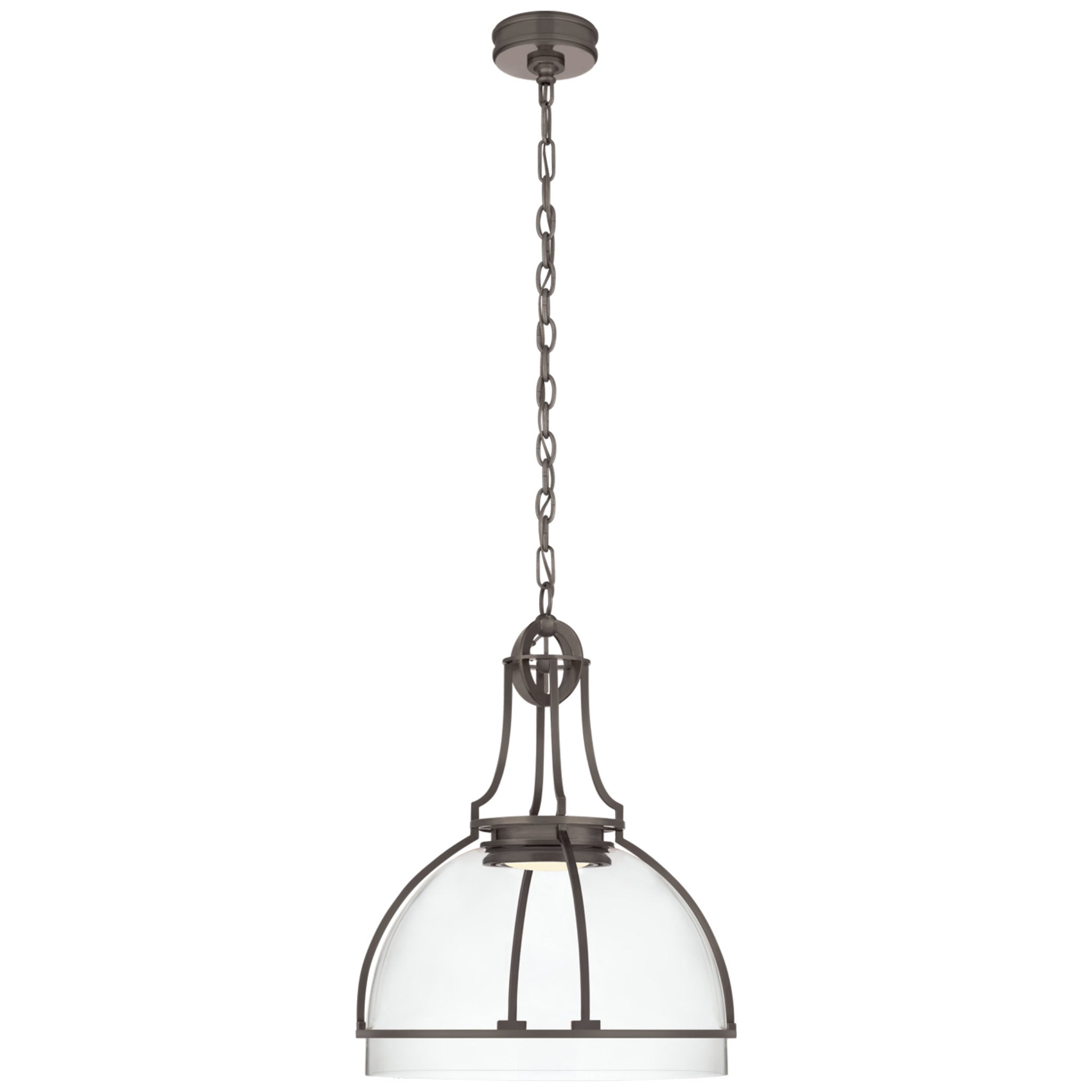 Chapman & Myers Gracie Large Dome Pendant in Bronze with Clear Glass