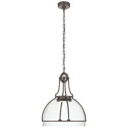 Chapman & Myers Gracie Large Dome Pendant in Bronze with Clear Glass