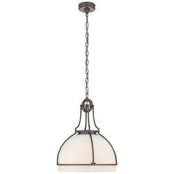 Chapman & Myers Gracie Large Dome Pendant in Bronze with White Glass
