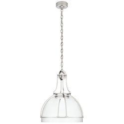 Chapman & Myers Gracie Large Dome Pendant in Polished Nickel with Clear Glass