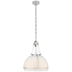 Chapman & Myers Gracie Large Dome Pendant in Polished Nickel with White Glass