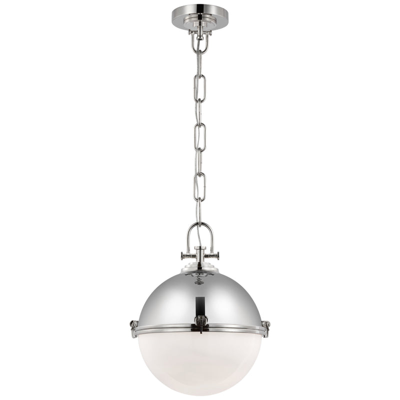 Chapman & Myers Adrian Large Globe Pendant in Polished Nickel with White Glass
