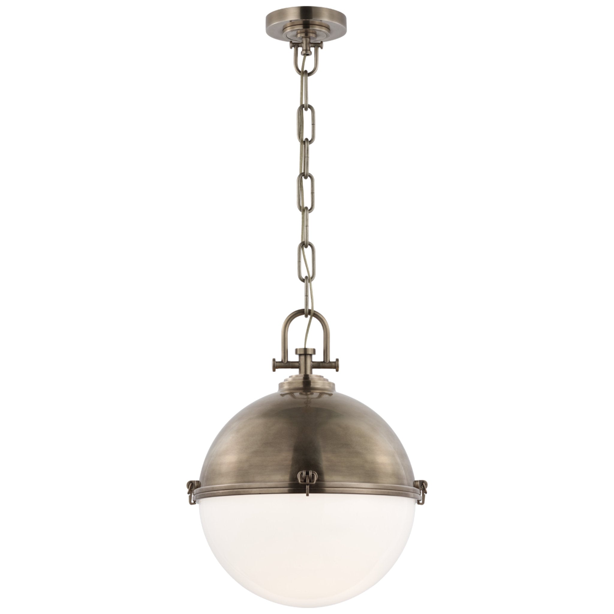 Chapman & Myers Adrian X-Large Globe Pendant in Antique Nickel with White Glass