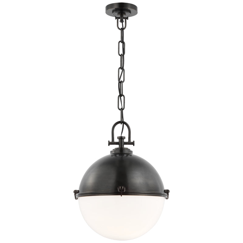 Chapman & Myers Adrian X-Large Globe Pendant in Bronze with White Glass