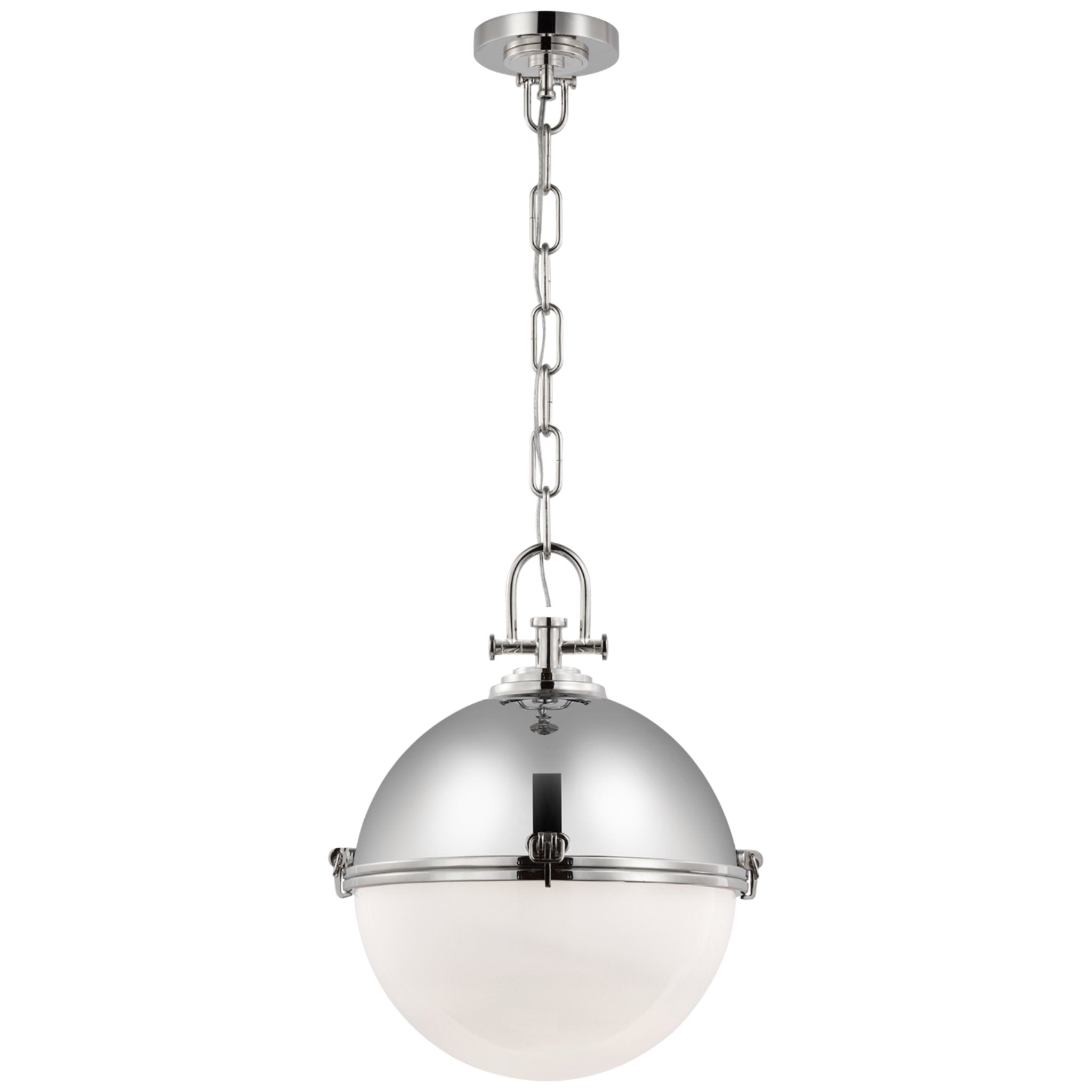 Chapman & Myers Adrian X-Large Globe Pendant in Polished Nickel with White Glass