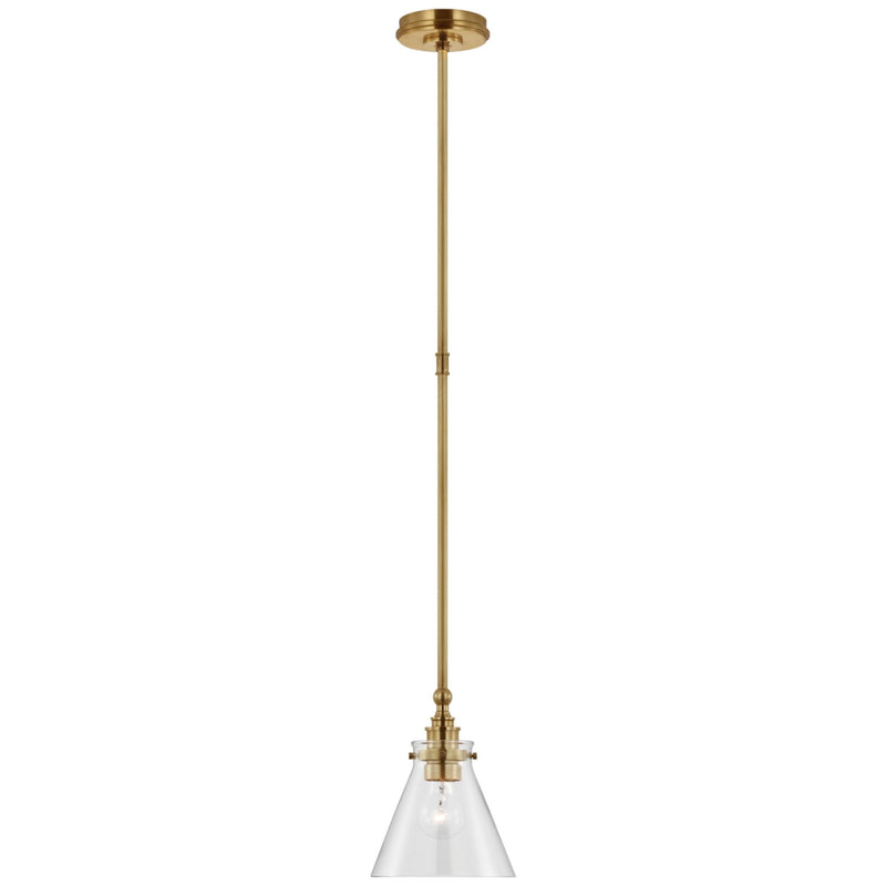 Chapman & Myers Parkington 9" Pendant in Antique-Burnished Brass with Clear Glass