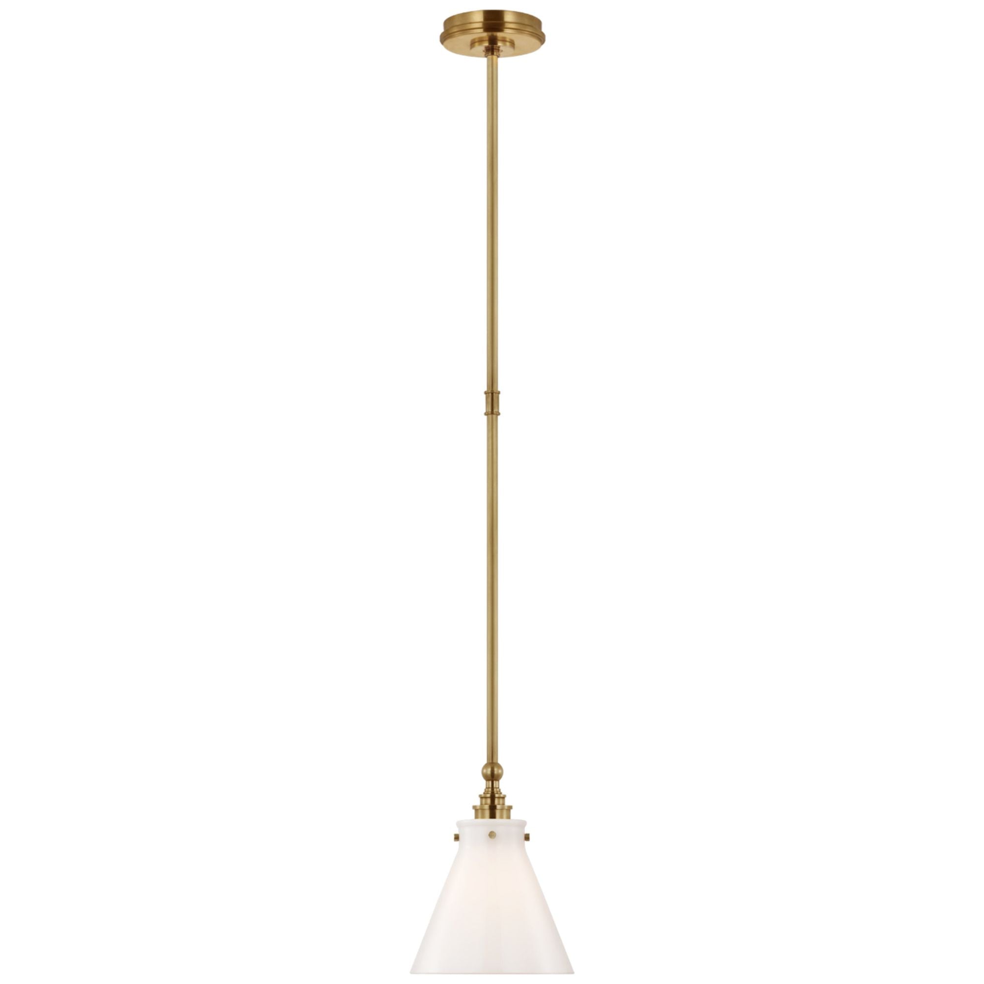 Chapman & Myers Parkington 9" Pendant in Antique-Burnished Brass with White Glass Ceiling Light W7.25"