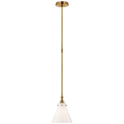 Chapman & Myers Parkington 9" Pendant in Antique-Burnished Brass with White Glass