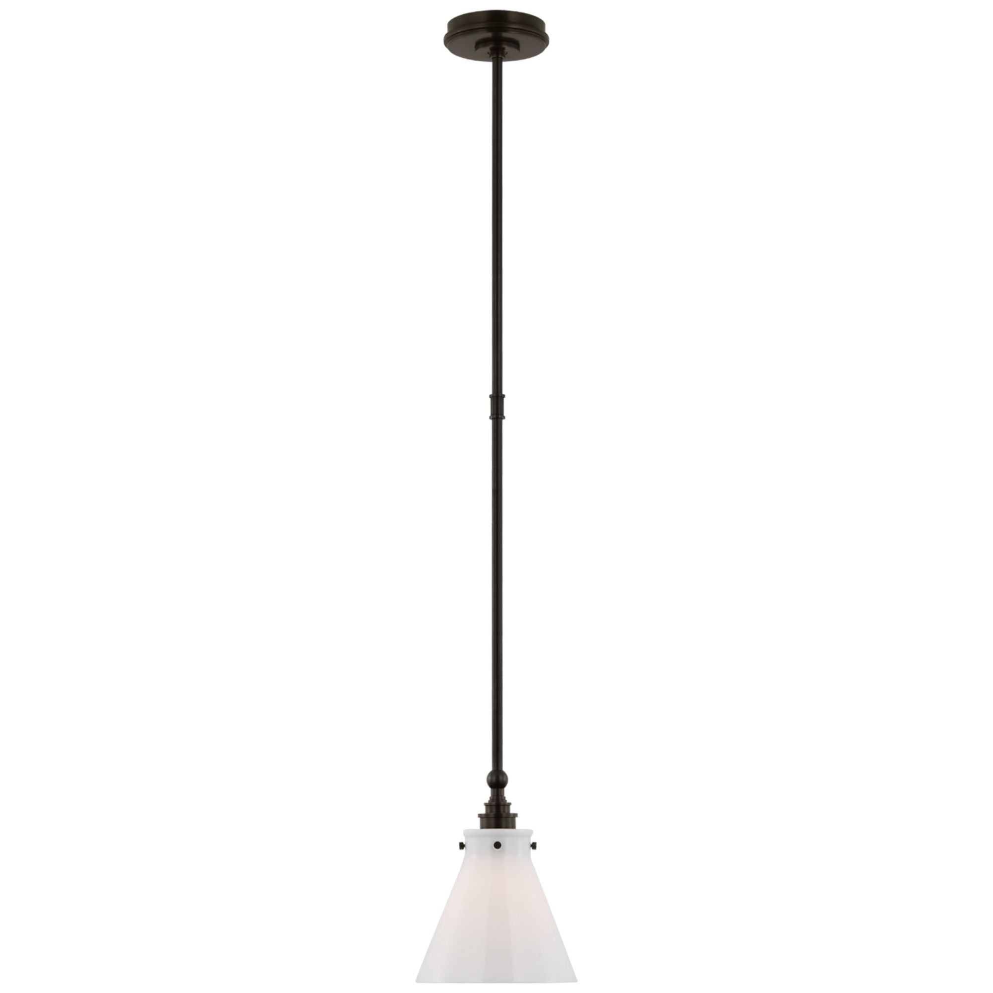 Chapman & Myers Parkington 9" Pendant in Bronze with White Glass Ceiling Light W7.25"