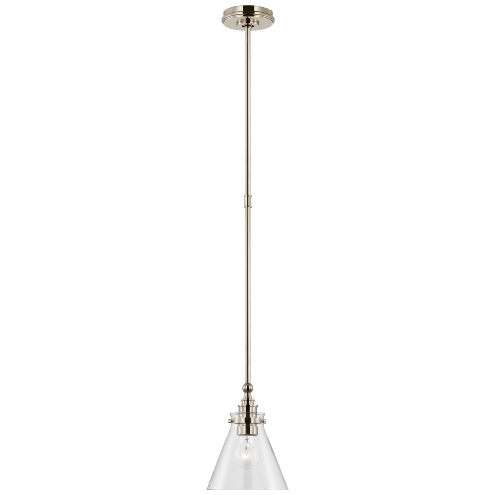 Chapman & Myers Parkington 9" Pendant in Polished Nickel with Clear Glass Ceiling Light W7.25"