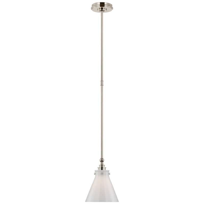 Chapman & Myers Parkington 9" Pendant in Polished Nickel with White Glass