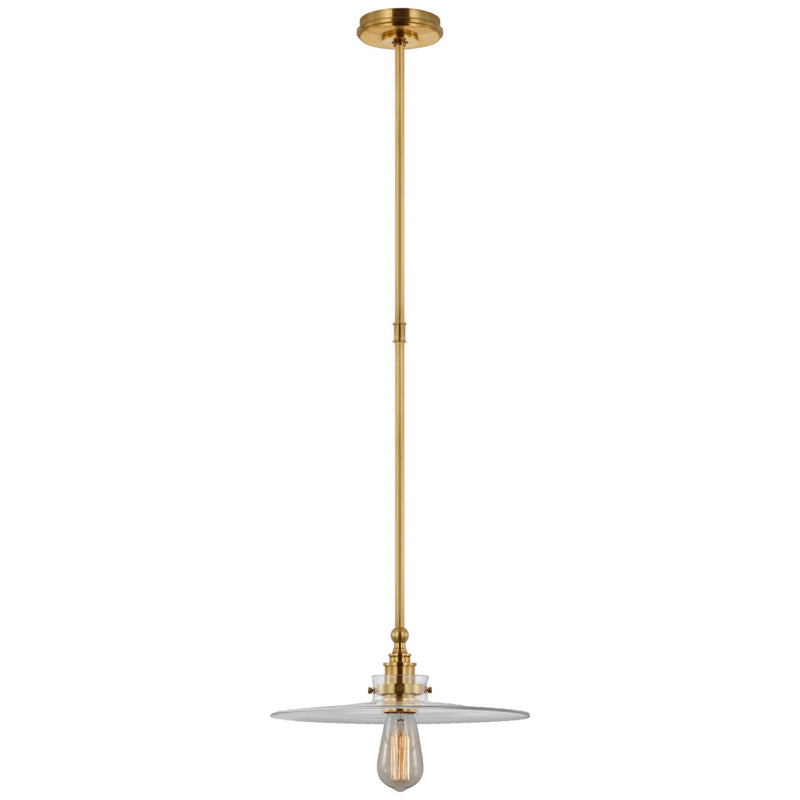 Chapman & Myers Parkington 14" Pendant in Antique-Burnished Brass with Clear Glass