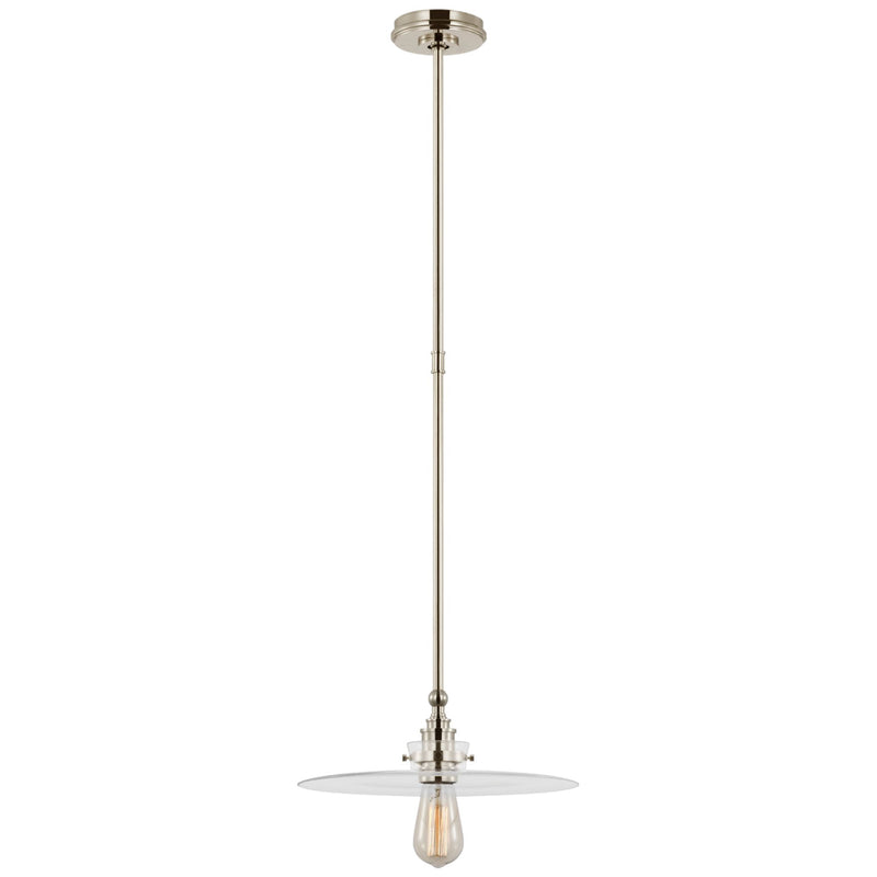 Chapman & Myers Parkington 14" Pendant in Polished Nickel with Clear Glass