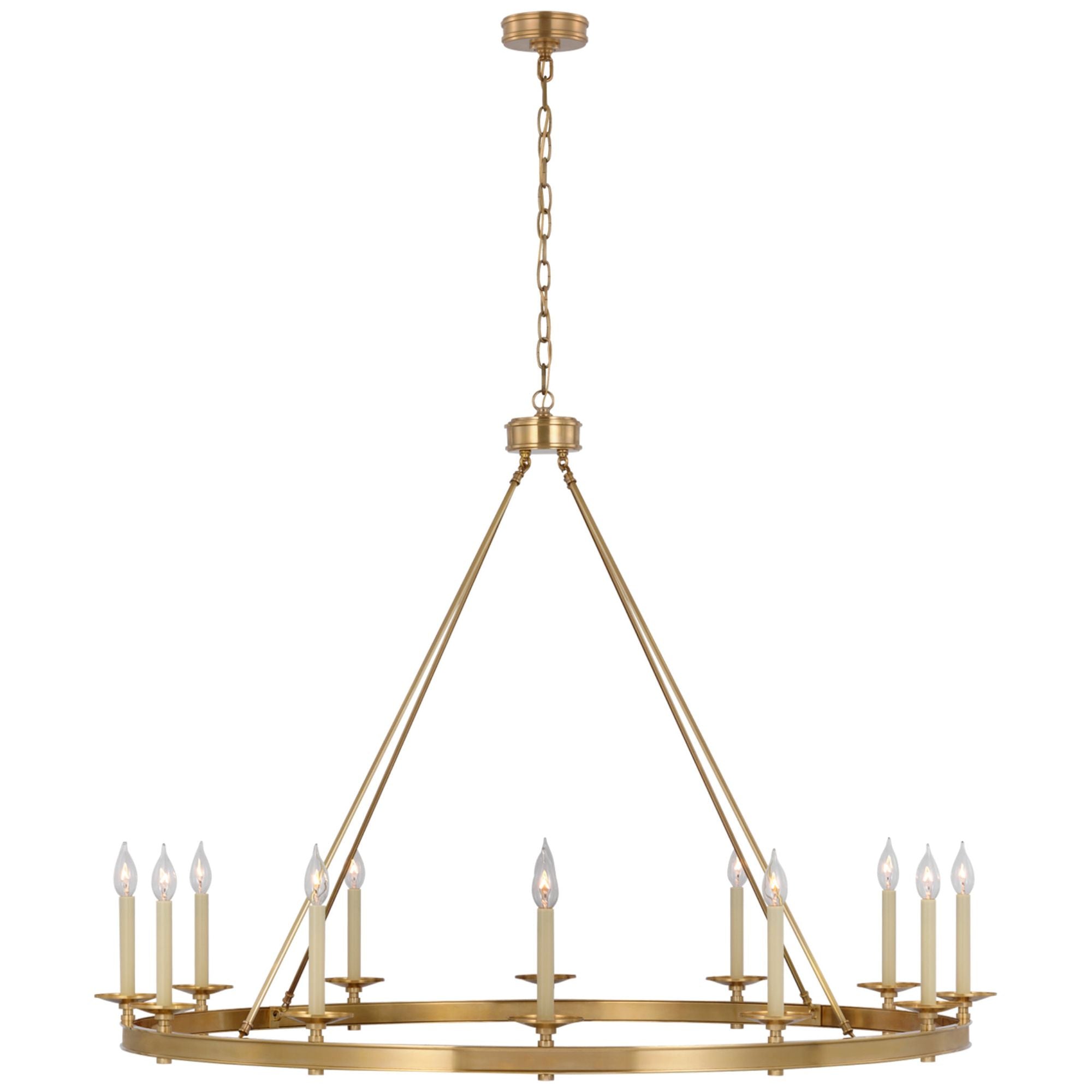 Chapman & Myers Launceton Grande Ring Chandelier in Antique-Burnished Brass Ceiling Light W53.25" x H38.25"