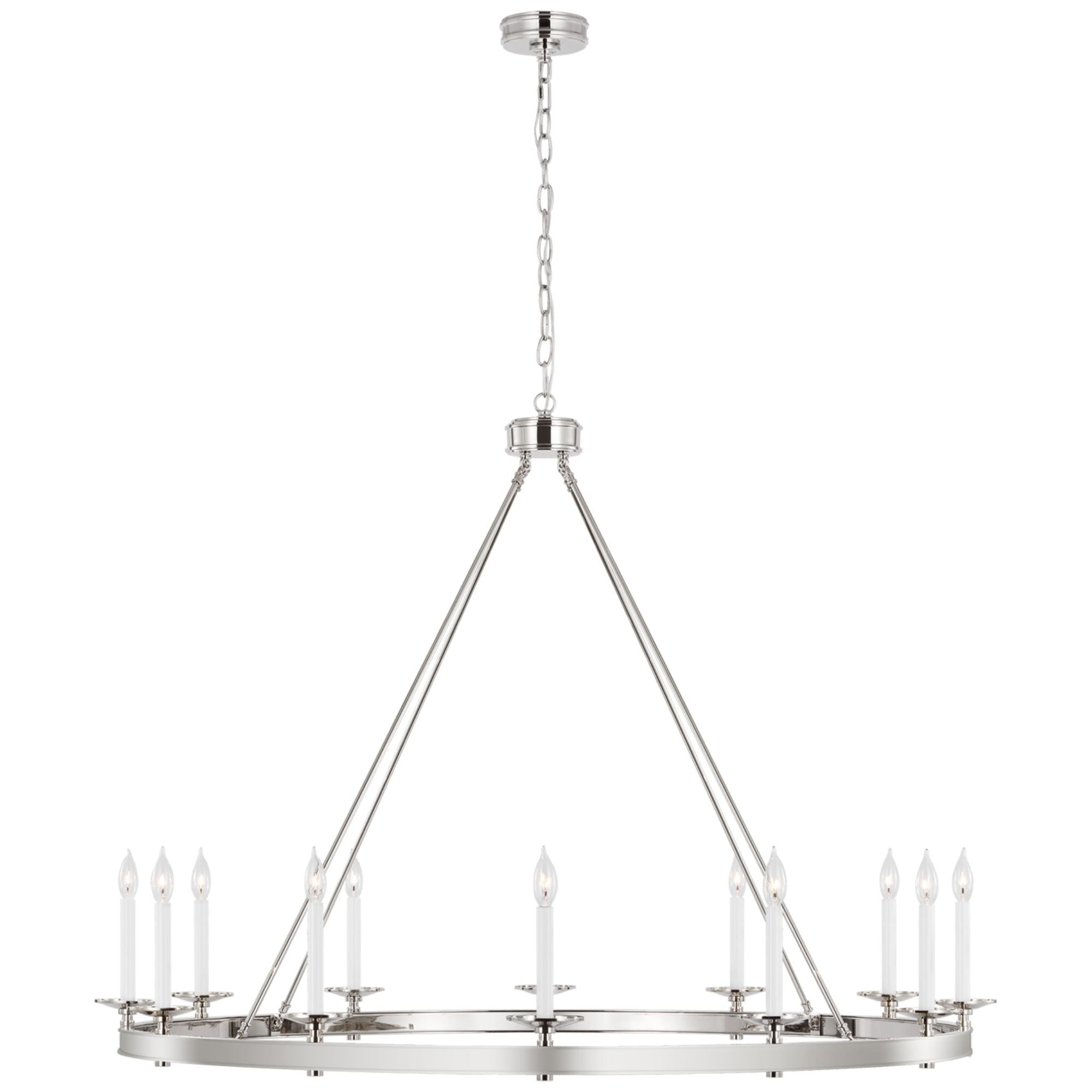 Chapman & Myers Launceton Grande Ring Chandelier in Polished Nickel Ceiling Light W53.25" x H38.25"