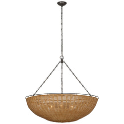 Chapman & Myers Clovis Extra Large Chandelier in Aged Iron and Natural Wicker