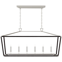 Chapman & Myers Darlana Large Rattan Wrapped Linear Lantern in Polished Nickel and Black Rattan