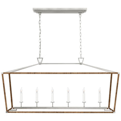 Chapman & Myers Darlana Large Rattan Wrapped Linear Lantern in Polished Nickel and Natural Rattan