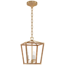 Chapman & Myers Darlana Mini Wrapped Lantern in Antique-Burnished Brass and Natural Rattan