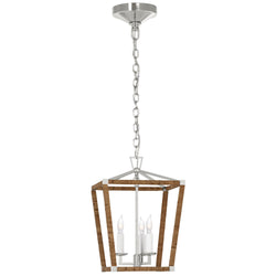 Chapman & Myers Darlana Mini Wrapped Lantern in Polished Nickel and Natural Rattan