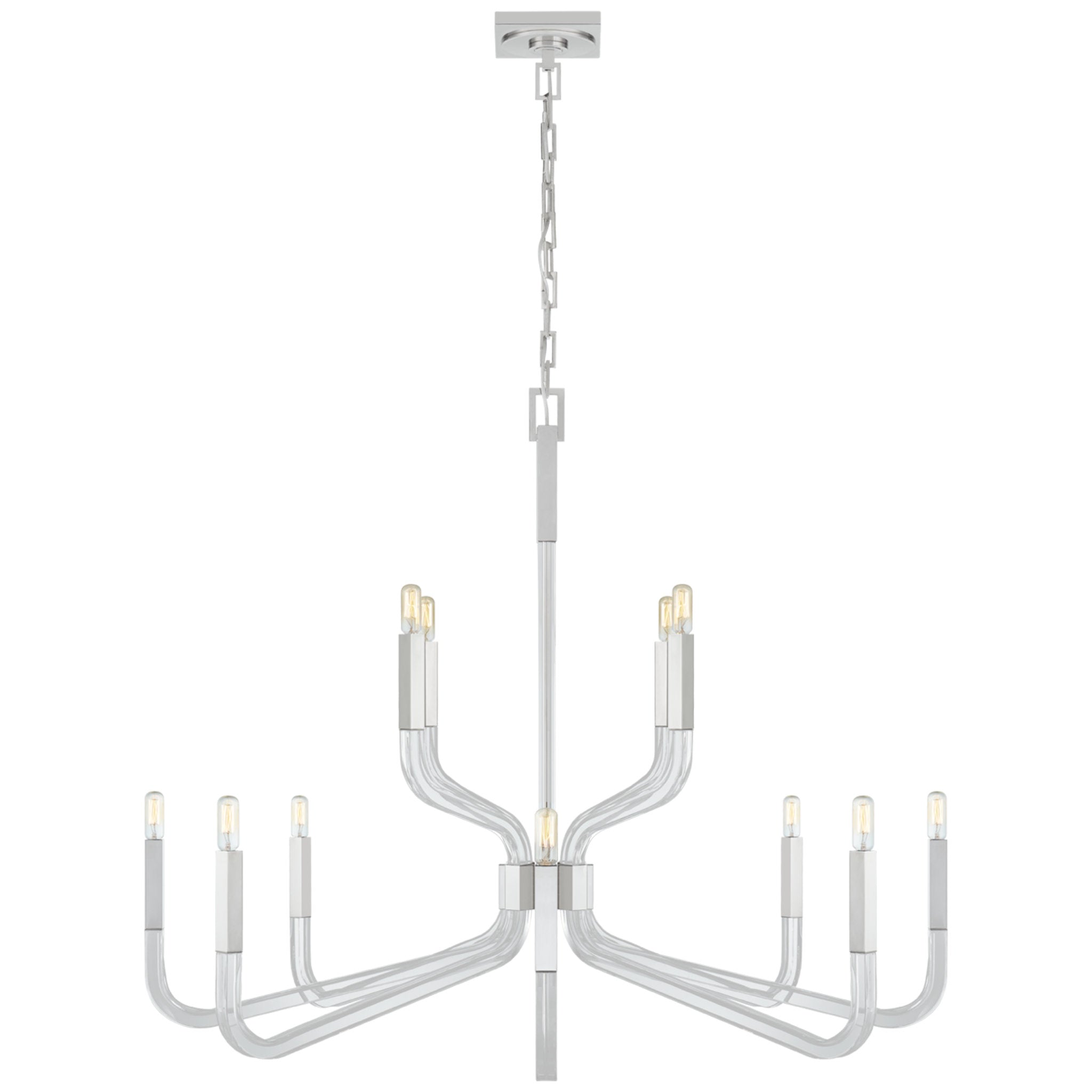 Chapman & Myers Reagan Grande Two Tier Chandelier in Polished Nickel and Crystal