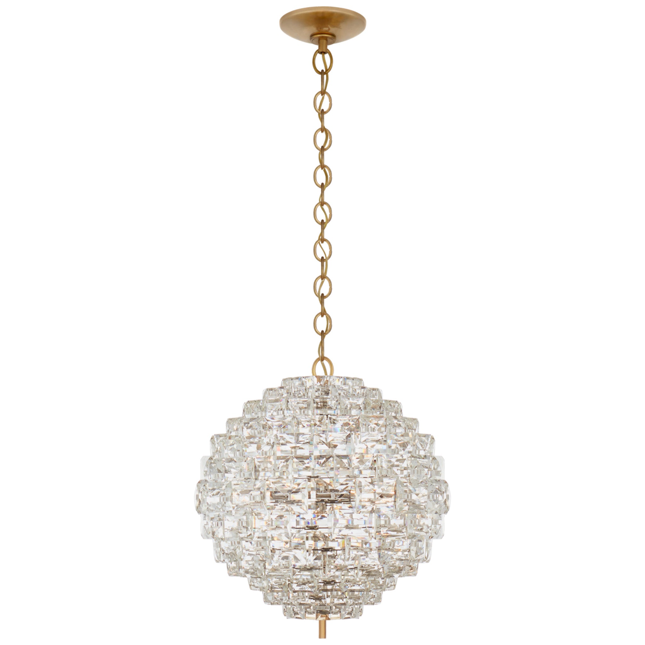 Chapman & Myers Karina Medium Sphere Chandelier in Antique-Burnished Brass and Crystal