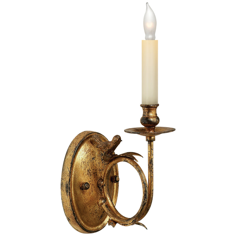 Chapman & Myers Perching Bird Sconce in Gilded Iron