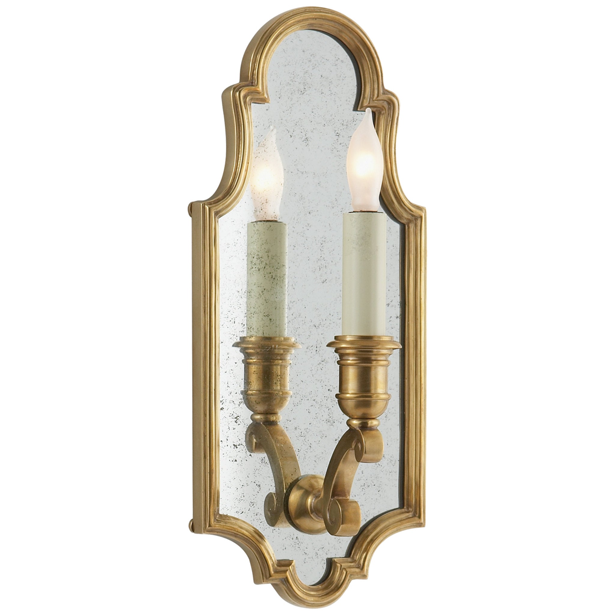 Chapman & Myers Sussex Small Framed Sconce in Antique-Burnished Brass with Antique Mirror