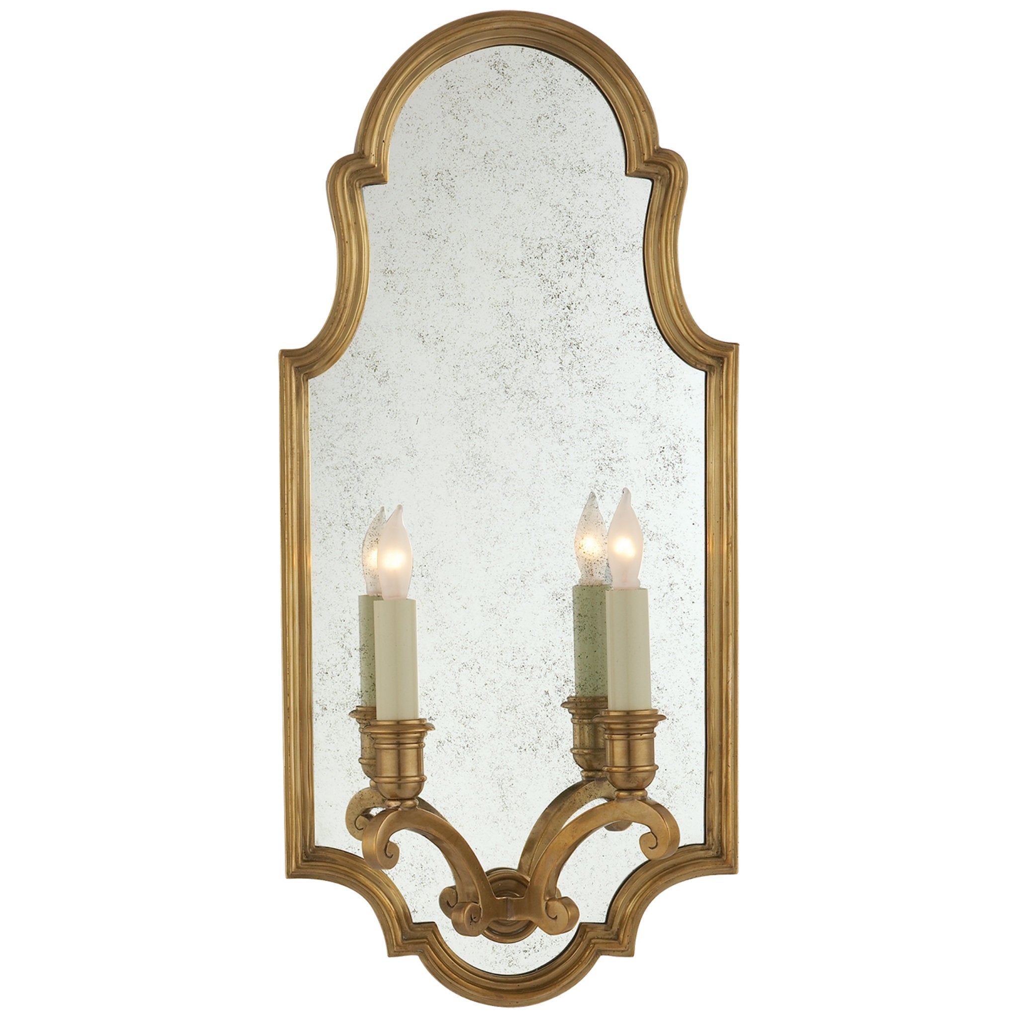 Chapman & Myers Sussex Medium Framed Double Sconce in Antique-Burnished Brass with Antique Mirror