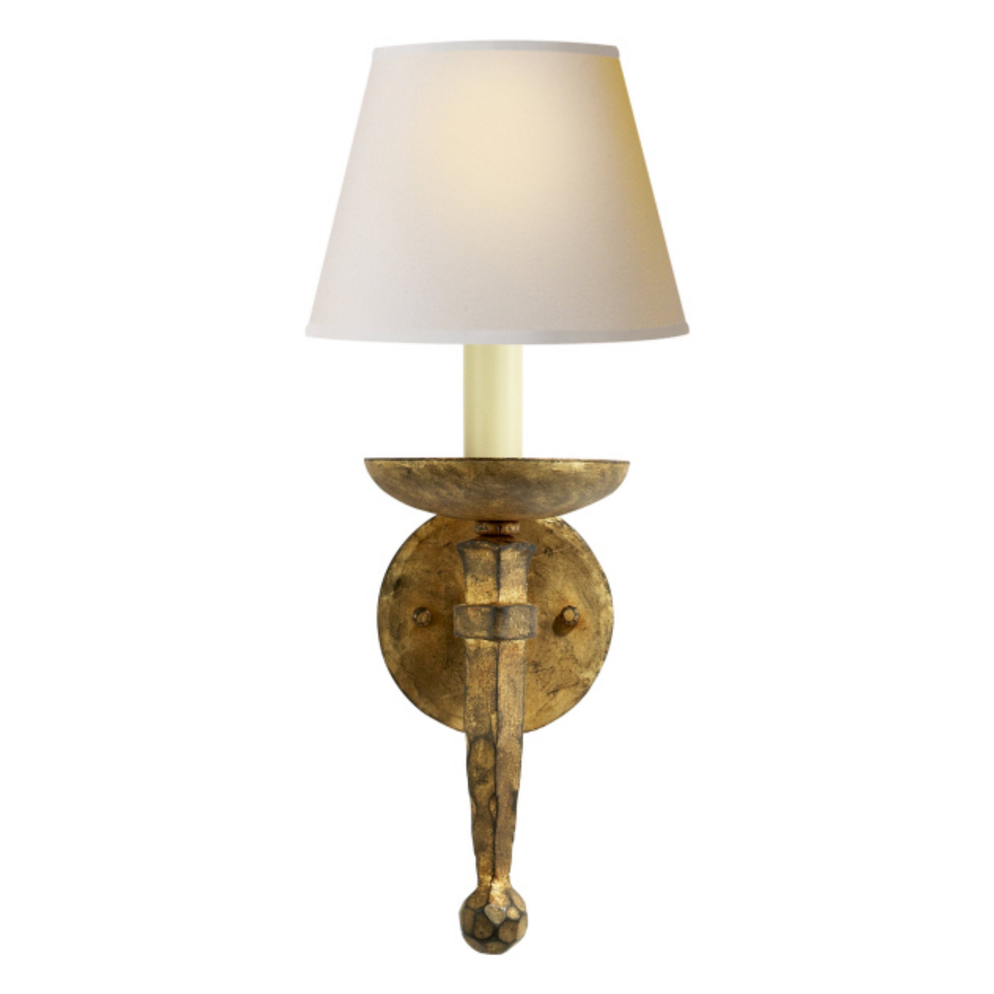 Chapman & Myers Iron Torch Sconce in Gilded Iron with Natural Paper Shade