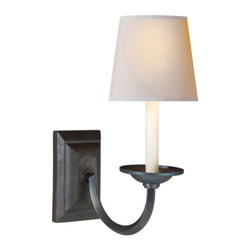 Chapman & Myers Flemish Single Sconce in Aged Iron with Natural Paper Shade