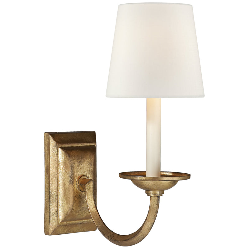 Chapman & Myers Flemish Single Sconce in Gilded Iron with Linen Shade