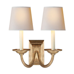 Chapman & Myers Flemish Double Sconce in Gilded Iron with Natural Paper Shades