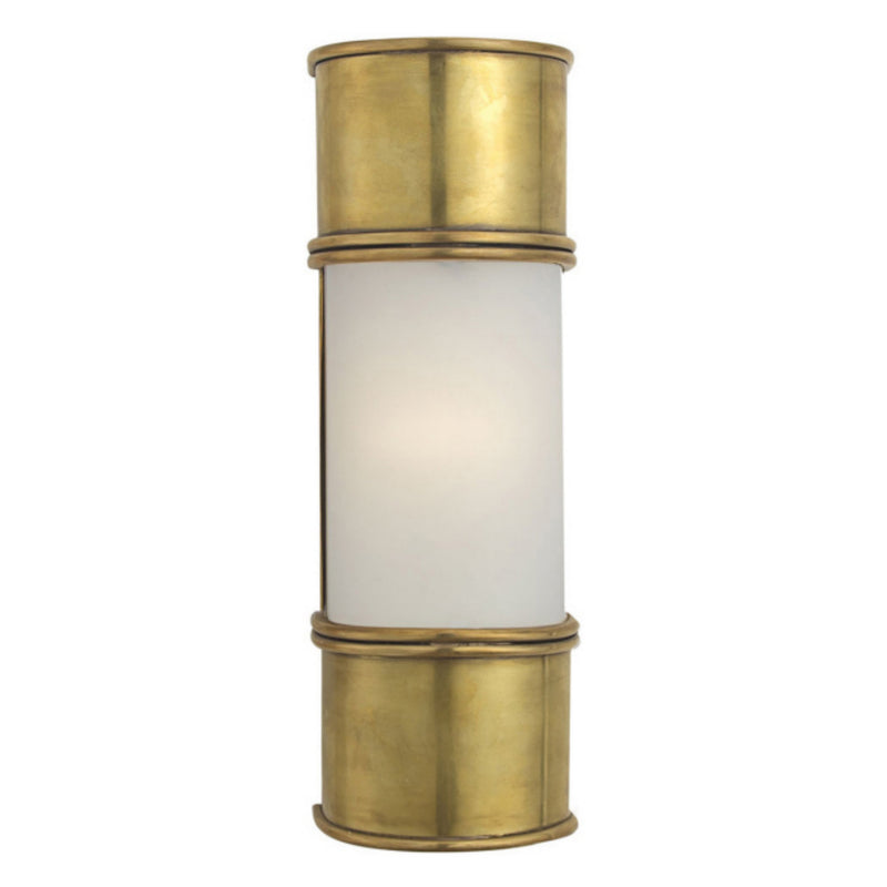 Chapman & Myers Oxford 12" Bath Sconce in Antique-Burnished Brass with Frosted Glass