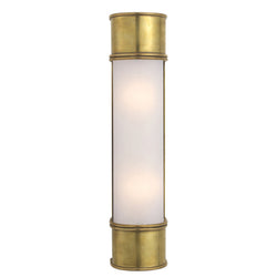 Chapman & Myers Oxford 18" Bath Sconce in Antique-Burnished Brass with Frosted Glass