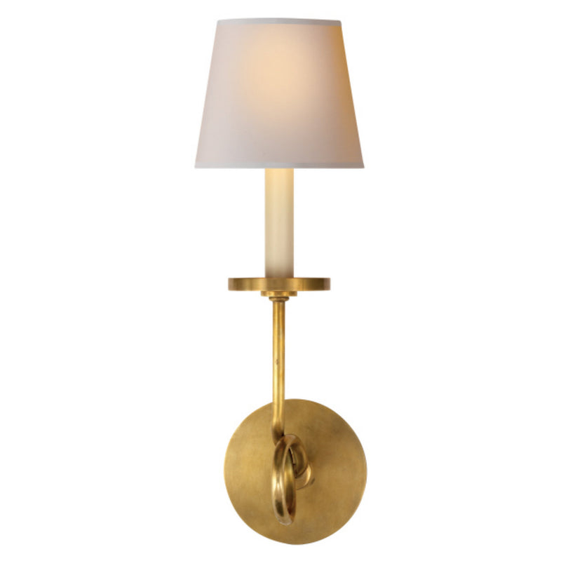 Chapman & Myers Symmetric Twist Single Sconce in Antique-Burnished Brass with Natural Paper Shade