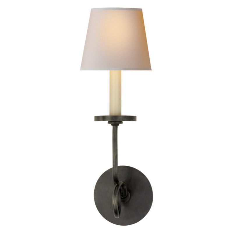 Chapman & Myers Symmetric Twist Single Sconce in Bronze with Natural Paper Shade